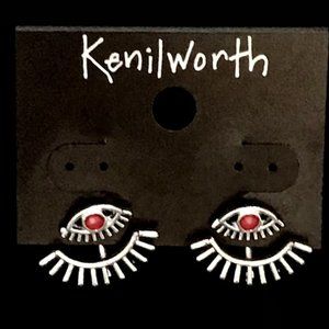 HTF Kenilworth Silver 2-way Evil Eye PROTECTION Stud Earrings